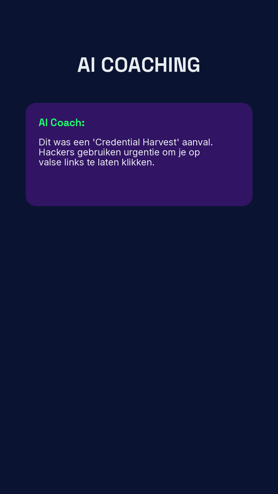 App-scherm met coachfeedback